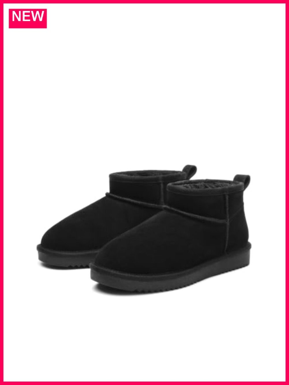Women's Genuine Suede Leather Winter Ankle Boots with Faux Fur Lining Slip-On
